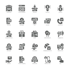 Business Commerce icon pack for your website, mobile, presentation, and logo design. Business Commerce icon glyph design. Vector graphics illustration and editable stroke.