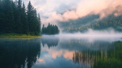Fototapeta premium Misty Mountain Lake