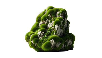 Fototapeta premium Moss-Covered Rocks Embracing Nature Beauty on White Background