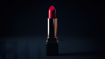 High End Lipstick Tube with Vibrant Color Displayed on Dark Background