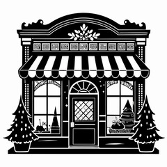 Christmas Storefront Black silhouette