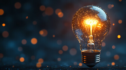 Creative light bulb glowing in starlight