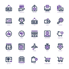 Sales icon pack for your website, mobile, presentation, and logo design. Sales icon dual tone design. Vector graphics illustration and editable stroke.