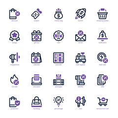 Sales icon pack for your website, mobile, presentation, and logo design. Sales icon dual tone design. Vector graphics illustration and editable stroke.