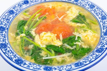 A bowl of tomato and egg soup