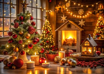 Cozy and Elegant Christmas Home Decor Featuring Festive Ornaments, Lights, and Seasonal Accents