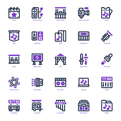 Music Festival icon pack for your website, mobile, presentation, and logo design. Music Festival icon dual tone design. Vector graphics illustration and editable stroke.