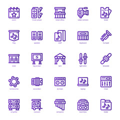 Music Festival icon pack for your website, mobile, presentation, and logo design. Music Festival icon basic line gradient design. Vector graphics illustration and editable stroke.