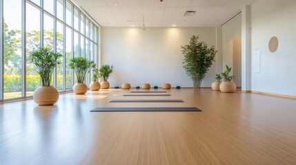 Serene Yoga Studio with Minimalist Design and Natural Light