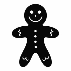 Christmas gingerbread man Black silhouette