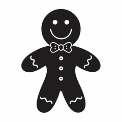 Christmas gingerbread man Black silhouette