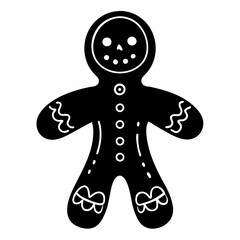 Christmas gingerbread man Black silhouette