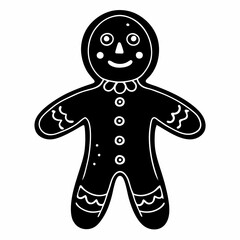 Christmas gingerbread man Black silhouette