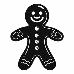 Christmas gingerbread man Black silhouette
