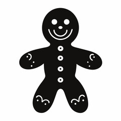 Christmas gingerbread man Black silhouette