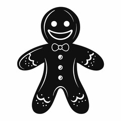 Christmas gingerbread man Black silhouette