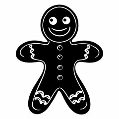 Christmas gingerbread man Black silhouette