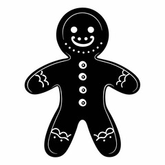 Christmas gingerbread man Black silhouette