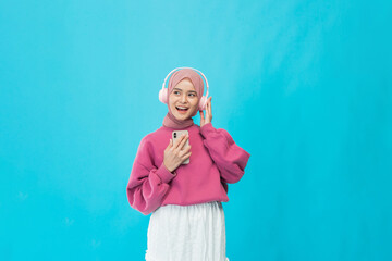 A joyful girl in headphones, fully immersed in music, radiating happiness and delight