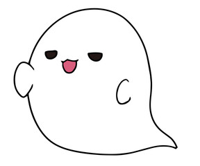ゆるい白色のおばけのイラスト素材