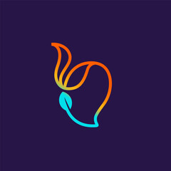 Vector Logo Illustration Mango Gradient Line Art Style