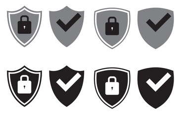 Colorful shield lock vector icons set