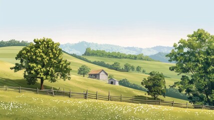 Obraz premium Tranquil Countryside Landscape