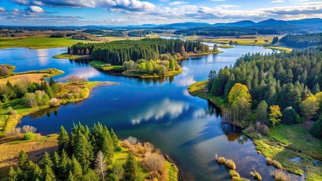 High angle view of Steigerwald Lake National Wildlife Refuge in Camas, Washington