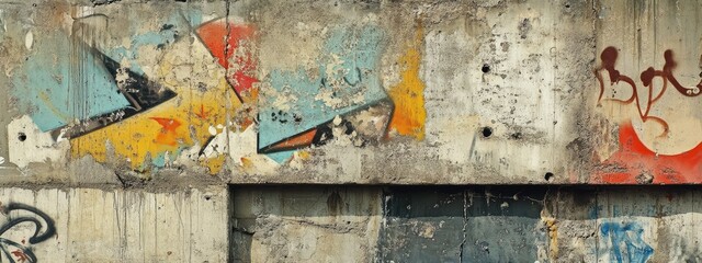 Fototapeta premium Textured concrete wall with graffiti art 