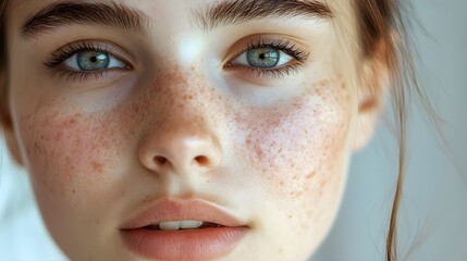 Close-up of a young person's face with visible acne, transitioning over 30 days as the skin clears due to a diet change, with progress bars marking each stage