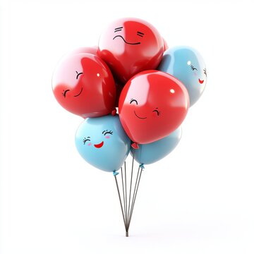 3D cartoon-style balloon-shaped antifaces in red and white