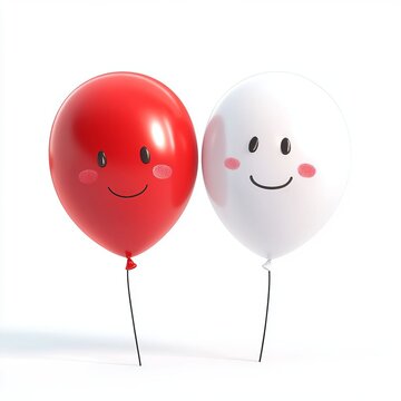 3D cartoon-style balloon-shaped antifaces in red and white
