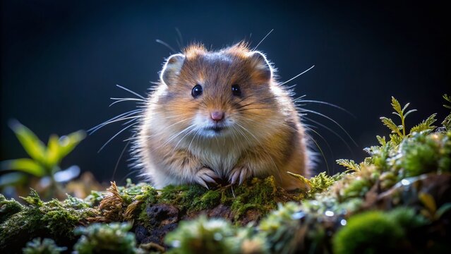 Cute lemming animal in natural habitat, showcasing its fluffy fur and curious behavior in nature