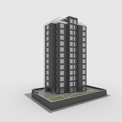 3d Render Tower Apartement skyscraper