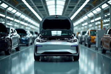 car manufacturing line production in factory, generative AI