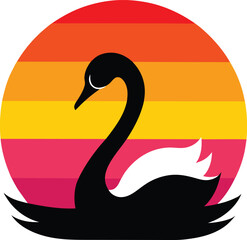 Peaceful Swan Journeying Through Gentle Ripples Vector Art Design
