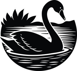 Majestic Swan Swimming in Harmony with Nature Vector Illustration
