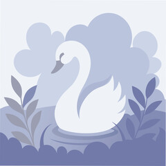Graceful Swans in a Dance of Nature Vector Graphic
