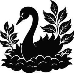 Harmonious Swans Flowing with Nature Vector Illustration
