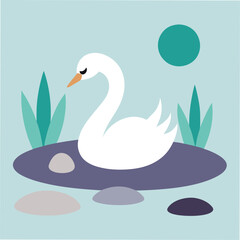 Swan Swimming Gracefully