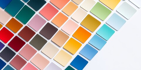 A vibrant array of color swatches displayed in rows, showcasing various hues and shades for artistic or design purposes.