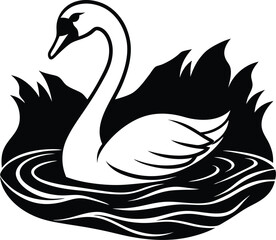 swan in river gentle swim 