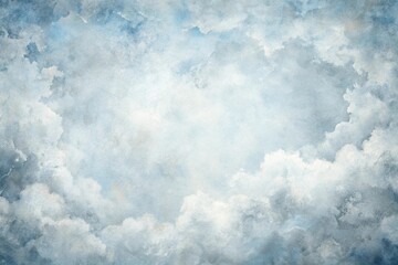 Obraz premium High angle white watercolor background painting with cloudy distressed texture and marbled grunge