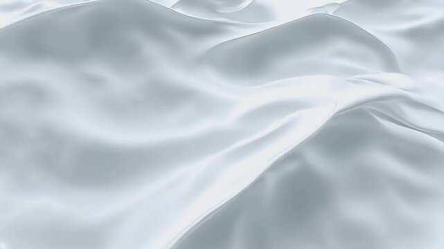 Abstract white fabric with soft folds and wrinkles, creating a smooth and luxurious texture.