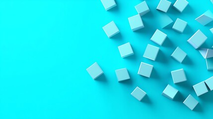 Obraz premium An abstract image of light blue cubes floating in mid-air against a blue background.