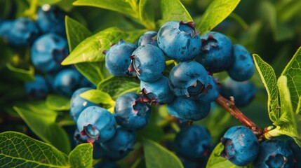 Blueberry plant with fruit in plantation farm