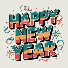 Cursive text wishes a Happy New Year 2025