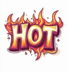the word "hot" in flame cartoon vector