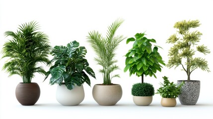 Fototapeta premium Modern indoor plants on white background