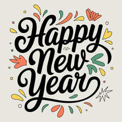 Cursive text wishes a Happy New Year 2025
